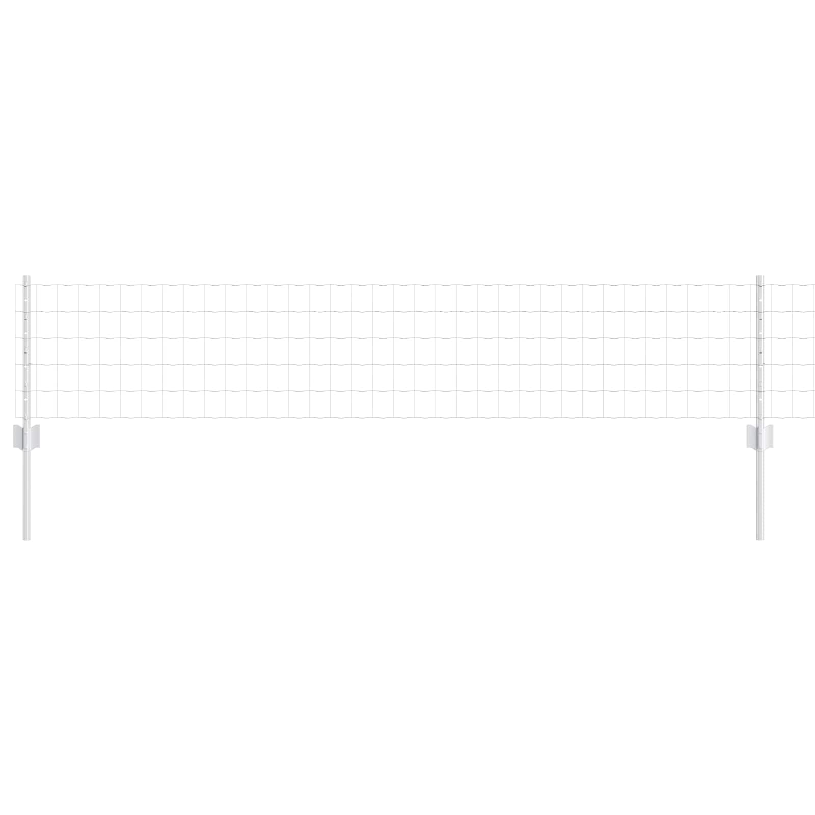 Outdoor Garden Fence Panel with Posts Silver Steel 0.4 x 10 m for Privacy Screen, Patio and Terrace Boundary, UV-Resistant Powder-Coated Fencing Set Easy Assembly