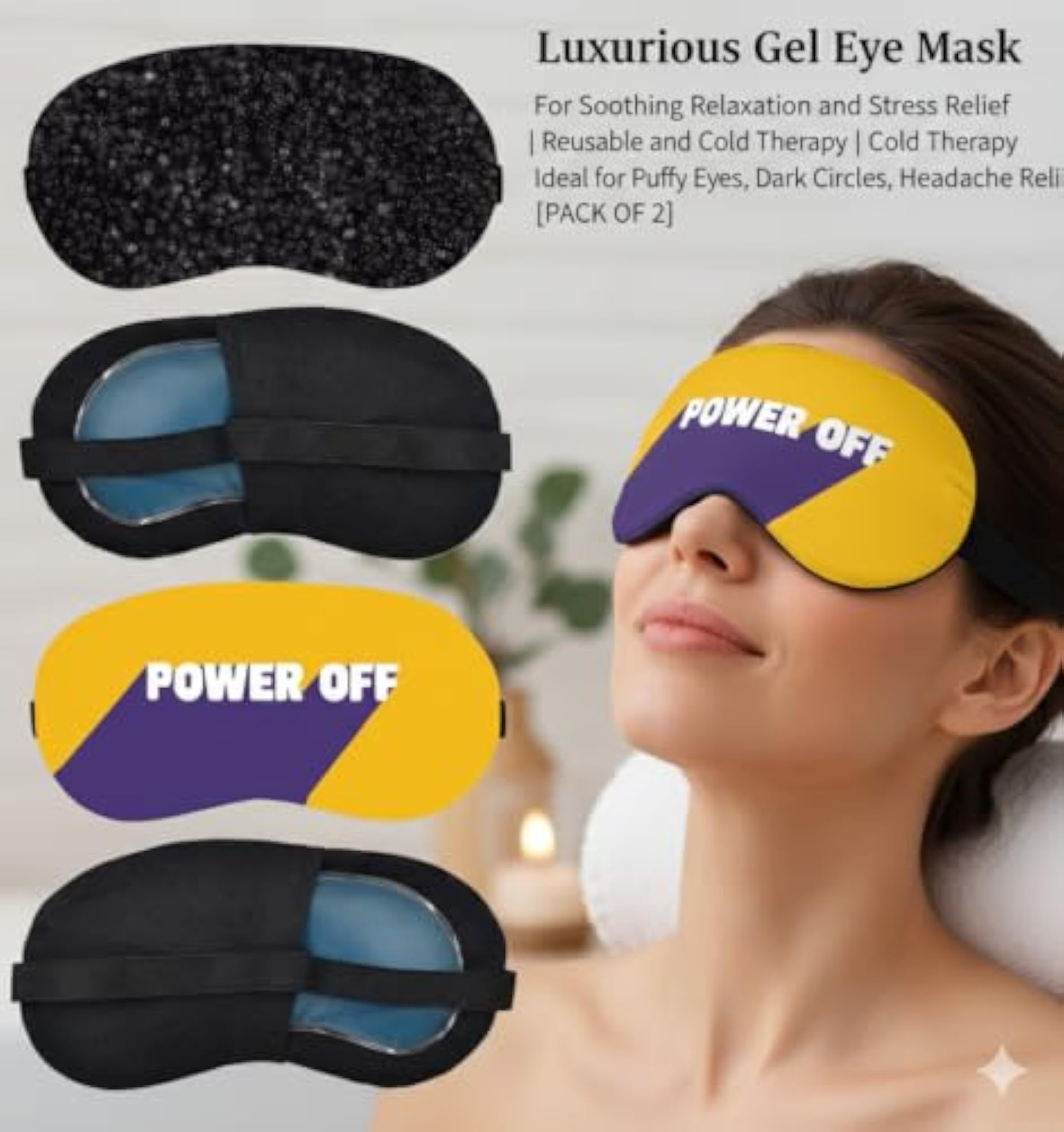 Power Off & Sparkle Eye Mask for Sleep, Light Blocking