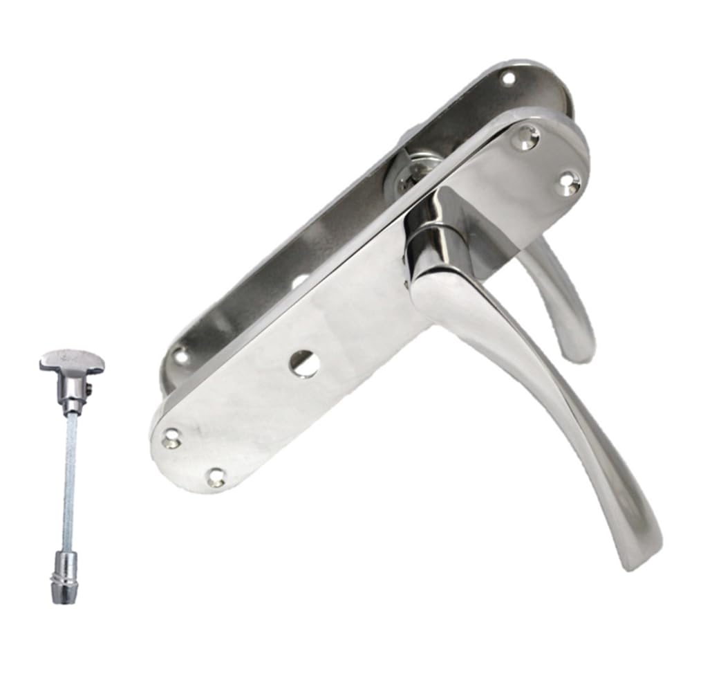 Polished Chrome Twist Bathroom Door Handle Set – Interior Latch Lever on Long Backplate (1 Pair of Handles)