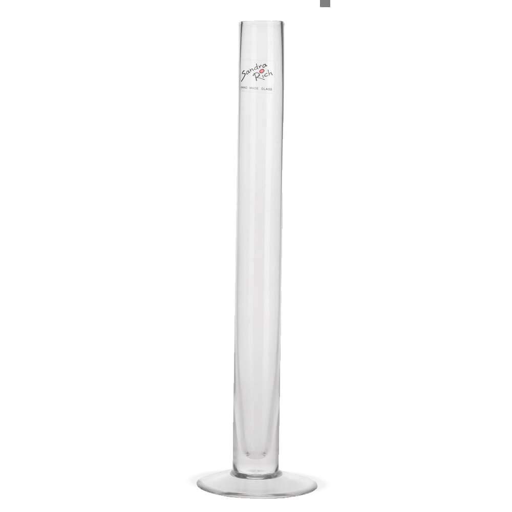 Matches21 Glass Vase with Standing Decorative Clear Glass Flower Vase Tall Cylinder Round 1 Piece Diameter 3 x 30 cm