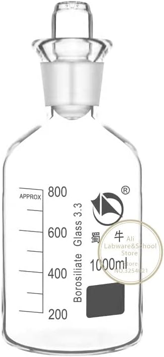 1pcs/lot Lab 250ml 500ml 1000ml Glass Sewage Bottle Glass Dissolved Oxygen Bottle (Size : 1000ml)