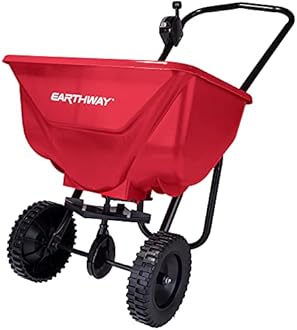 EarthWay 2030 Single 65 LB (29 KG) Capacity Commercial Walk-Behind Broadcast Spreader for Grass, Fertilizer, Seeds — Includes Side Spread Control, Even Spread, Poly Tires