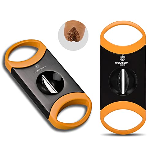 CIGARWONG Cigar Cutter Stainless Steel V-Cut Cigar Cutter Double Cut Blade Sharp Portable