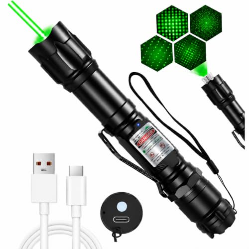 Image of Damflew Green Laser Pointer, Type-C Charge, Laser Beam with Starry-Sky Cap | Starry-Sky Patterns, One-Click Constant-On, for Hiking, Presentations & Outdoor Use (Professional-Grade Green Light)