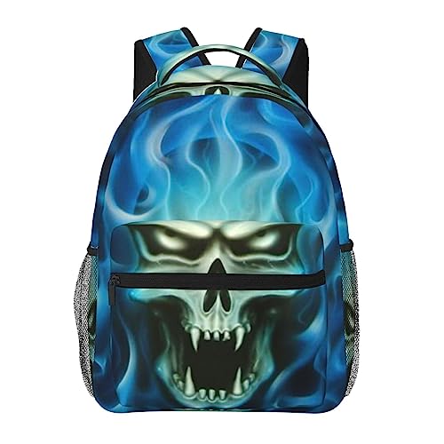 Sac à dos d'école léger motif crâne fantôme pour collège et loisirs