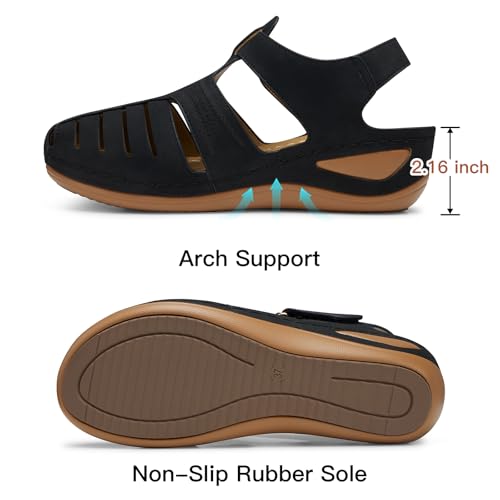 SHIBEVER Women's Wedge Sandals Summer: Closed Toe Sandals for Women Platform Dressy Wedge Size 5-113