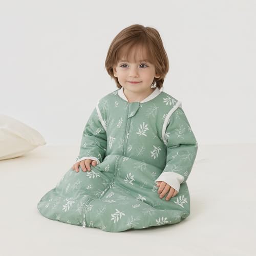 Image of Duomiaomiao 2.5 TOG Baby Sleep Sack 100% Cotton Winter Long Sleeve Baby Wearable Blanket, Super Warm Quilted Comfy Toddler Sleeping Bag