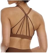 icyzone Padded Strappy Sports Bra Yoga Tops Activewear Workout Clothes for Women