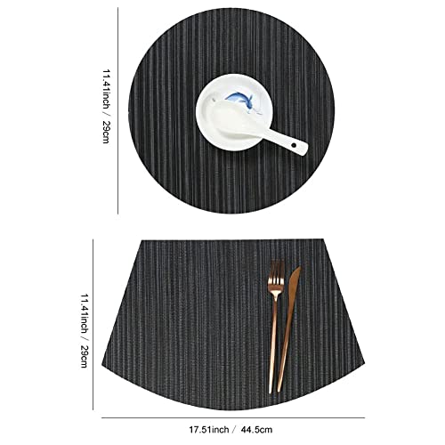 V-Shine Round Table Placemats Wedge Shaped Place Mat With Centerpiece Round Mat Table Mats Washable, Set Of 7 Placemats For Dining Table(Black) #TOP1