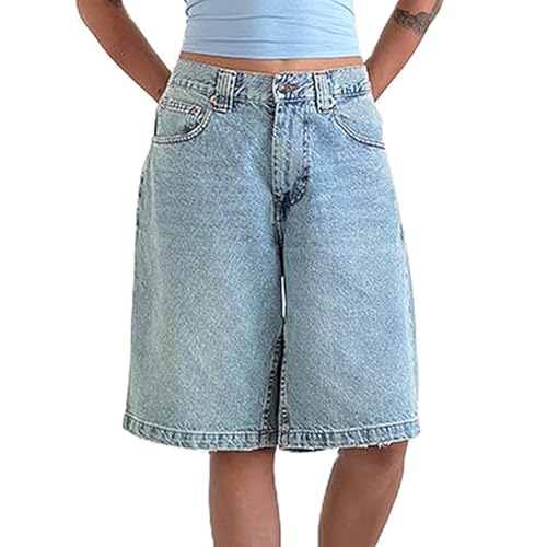 FYHTC Baggy Jeans Bermudashorts für Damen im Y2k Stil, Vintage Jeansshorts...