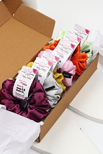 Image of Premium Satin Scrunchies for Women | Hair Bands, Ponytail Holders & Rubber Bands | Large, Fluffy, No-Damage Hair Ties | Girls Hair Accessories | Large Size | Pack of 6