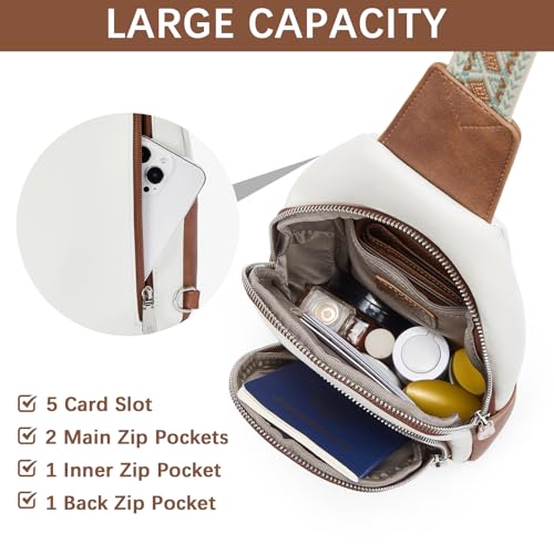 Image of BOSTANTEN Sling Bag for Women Leather Crossbody Bag Vintage Cross Body Purse for Travel with Guitar Strap, Bohemian Style