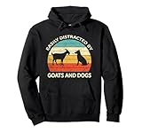 retro pet dogs goats lover easily distracted by dogs & goats felpa con cappuccio