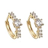 Pendientes de Oro Amarillo de 9k para Mujeres, círculo con 4 Puntas de aro de moissanite de 4 Puntas para Mujeres de Oro