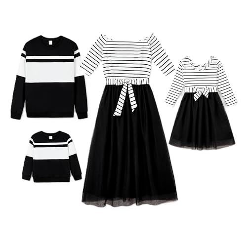 Image of PATPAT Family Matching Outfits Dresses and Sweatshirt Fall Winter Off Shoulder Dresses and Long Sleeve Sweatshirt