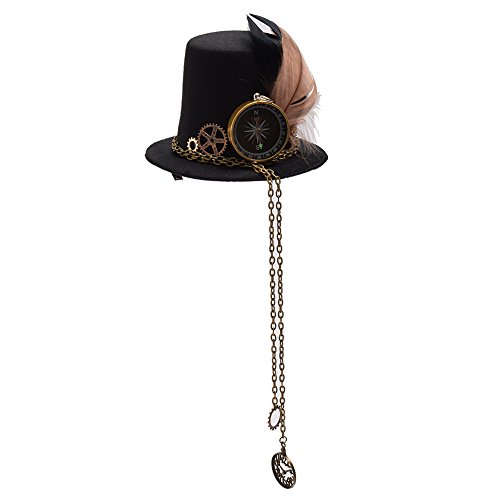 BLESSUME Mini Chapeau Steampunk Pince à Cheveux Gothique pour Femmes Accessoires Cosplay 1pc (E)