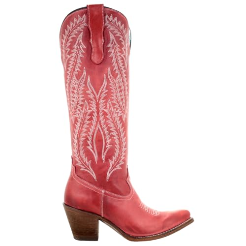 Corral Boots Women's E1318 Rioja Red Embroidered Snip Toe Cowboy Boots