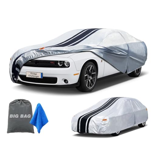 Image of Car Cover Custom Fit for Dodge Challenger Sedan (2008-2025) | Waterproof All Weather for Automobiles Full Exterior Cover Rain Sun Snow UV Protector.