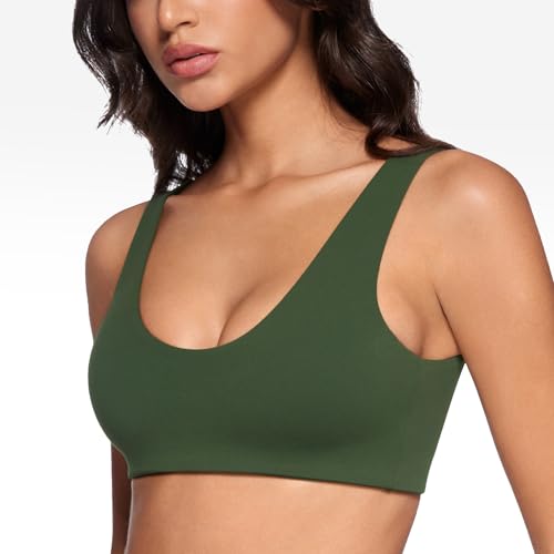 Image of INGIA Womens U-Neck Sports Bra Padded U Back Medium Impact Fitness Yoga Bar Workout Crop Top with Built in Bra