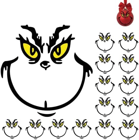 15 Pcs Christmas Decorations Stickers for Ornaments, Christmas Vinyl Stickers, Christmas Decoration Decals, DIY Face Stickers for Christmas Balls, Waterproof Sticker for Home Project, Party - 2*2 in
