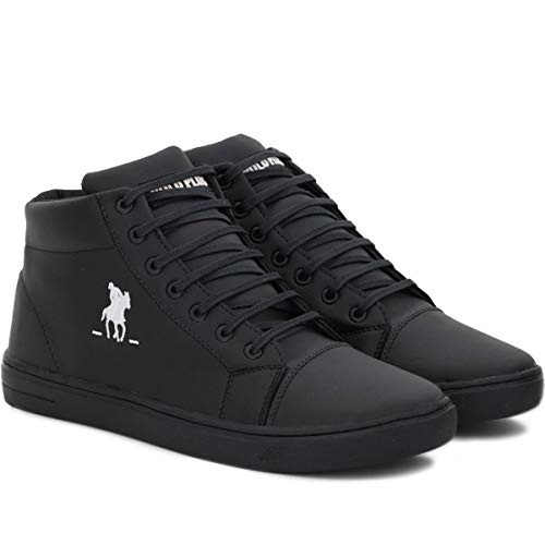 Tênis Estilo Botinha Casual Polo Plus Cano Alto Masculino Confort Cor:Preto;Tamanho:39
