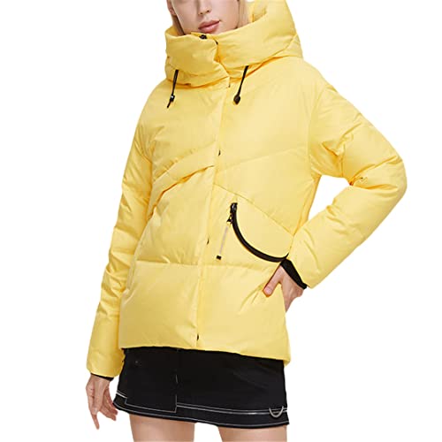Veste d'hiver courte pour femme jaune idéale pour les sorties urbaines