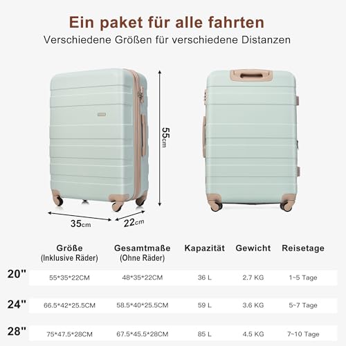 Image of Merax 3 Piece ABS Hardshell Luggage Sets Spinner Wheel Suitcase