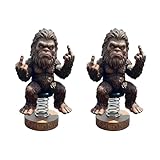 Bigfoot Zero F*CKS Given Bobblehead, Funny Middle Finger Bigfoot Resin Statue, Bigfoots Bobblehead Car Dashboard Decoration, Cryptid Car Dashboard Figure for Home Office Car (2PCS)