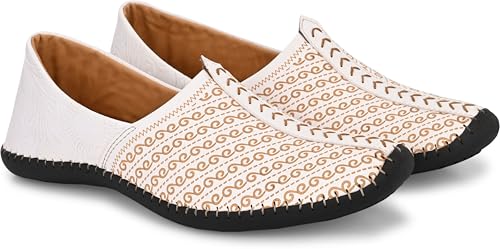 Vellinto Sutra Cool Rjasthani Ethnic Juttis for Men ll Mojaris White