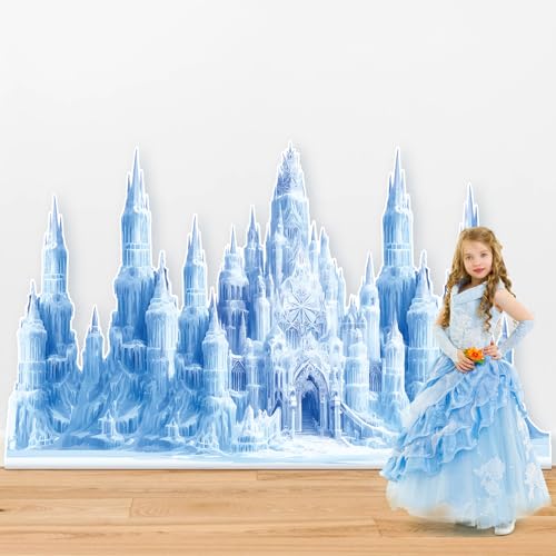 Watersay Snowflake Castle Cardboard Winter Snow Themed Party Decoration Blue Castle Photography Background Snowflake Castle Table Decoration Winter Snowflake Themed Party Supplies