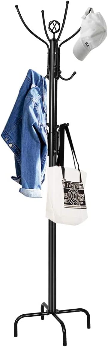 78" Coat Rack, Freestanding Coat Tree with 12 Hooks, Clothes Hanger with Metal Frame, Home Hat Jacket Hanger Tree for Entryway Hallway Bedroom Living Room