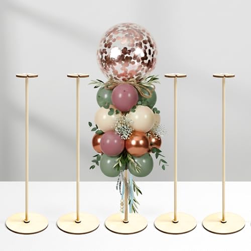 Image of Lightsfever 6 Pack Wooden Balloon Centerpieces for Tables Stand Party Decor