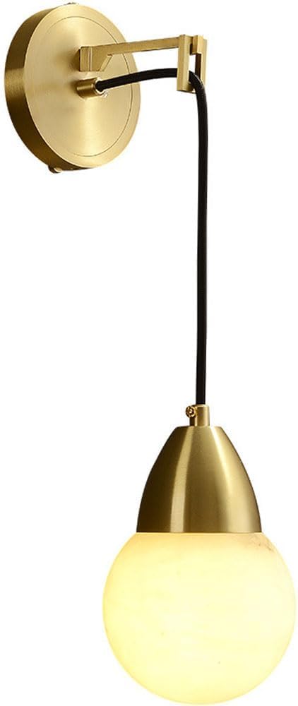 HPTHLY Gold Copper Wall Sconces European Marble Lampshade Wall Lighting Adjustable Cord Wall Lamps For Hallway Bedroom Bedside Living Room