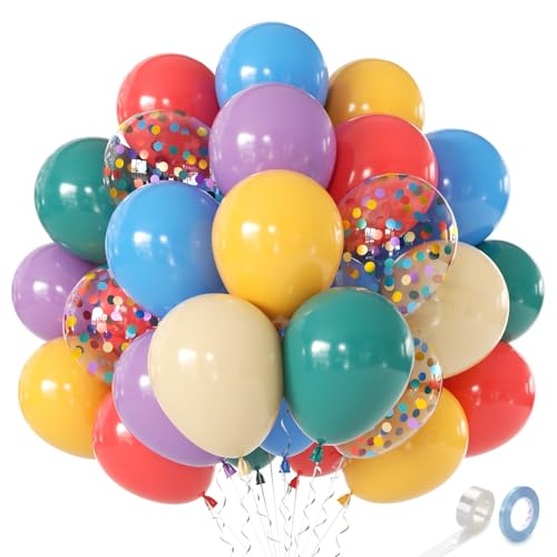Boho Rainbow Balloons Colorful Balloons 50pcs 12 inch Light Purple Blue Retro Orange Slate Blue Mustard Yellow Balloons for Vintage Birthday Easter Party Decorations