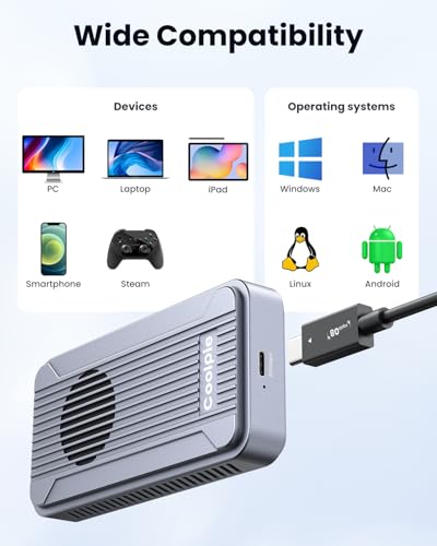 Boîtier SSD M.2 NVMe CR080 Coolpie châssis aluminium haute performance 80 Gbps