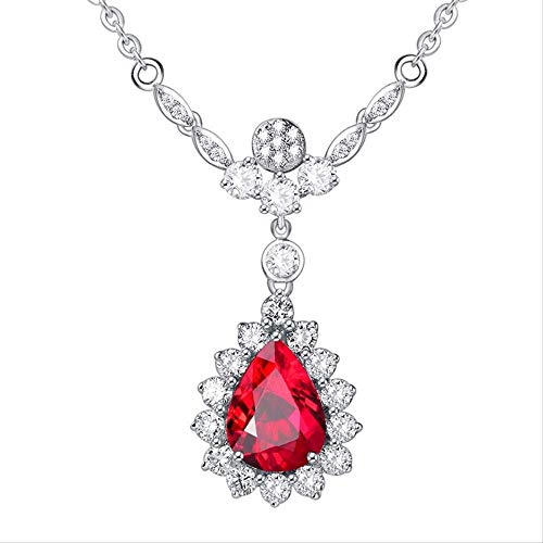 Collier rubis véritable prestige pour banquet, pendentif fleur argent 925