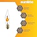 Sunlite Petite Chandelier Flicker Flame Light Bulb Candelabra Base, Orange, for Holiday and Decorative Lighting, E12, Candelabra Base, Clear, 3 Watts, 12 Pack