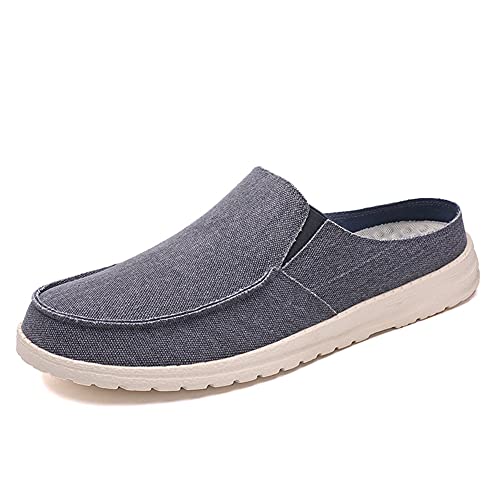 GOSPT Men's Canvas House Slippers Slip on Clog Backless Loafers Comfort Shoes