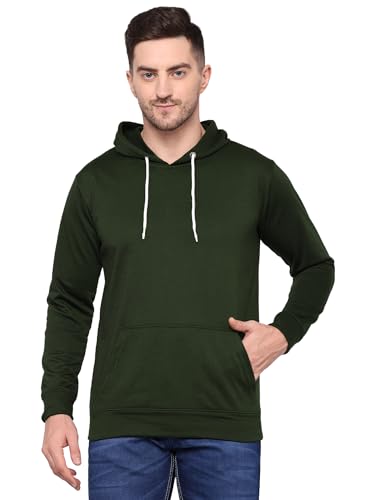 Image of TQH Men's Cotton Blend Fleece Solid Hooded Neck Sweatshirt