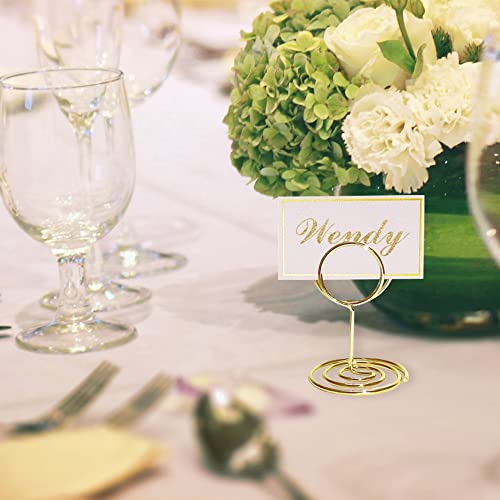 Molfuj 40 Pcs Mini Table Number Holders Short, Cute Place Card Holder For Weddings Table Number Stands Picture Holders For Centerpieces, Table Card Holders Small Wire Photo Holders Menu Clips (Gold) #TOP4
