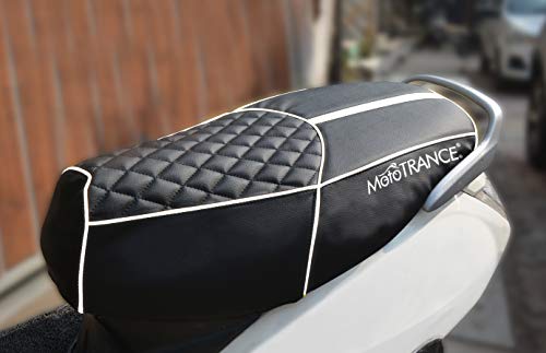Image of Mototrance Brown Beige | PU Leather Designer | Anti-Slip | Waterproof | Ergonomic Design | Custom Fit | Bike Scooty Seat Cover | MTSC-302-BRBE | Compatible with Hero Splendor Plus