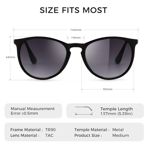 Image of SUNGAIT Premium Vintage Round Sunglasses for Women Men Classic Retro Style