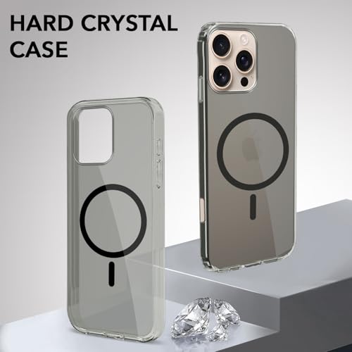 Image of Jkobi Lifetime Anti-Yellow MagSafe Compatible Clear Back Cover Case for Apple iPhone 16 Pro Max (Sleek Hard Crystal | Shockproof and Camera Protection)