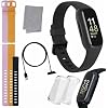 Fitbit Inspire 3 Health & Fitness Tracker Bundle - with Stress Management, Workout Intensity, Sleep Tracking, 24/7 Heart + 2 Silicone Bands, 2 Screen Protectors, Cleaning Cloth & Fast Charger