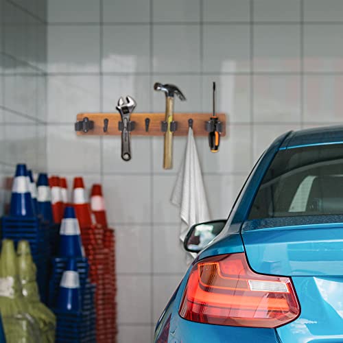 Mop And Broom Holder Wall Mount Solid Wood Broom Rack Wall Mount 4 Positions 3 Hooks For Home, Kitchen, Garden, Tools, Garage Organizing, Cleaning Supplies Organizer Indoor Outdoor #TOP6