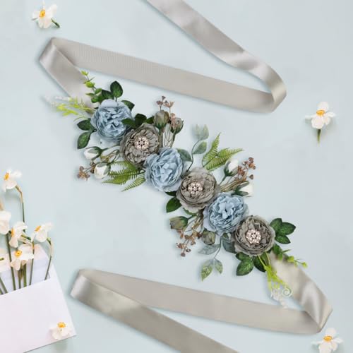 Floral Bridal Maternity Sash Belt - Flower Belly Belt for Pregnant Photo Props Wedding Bridal/Baby Shower Party Decorations4