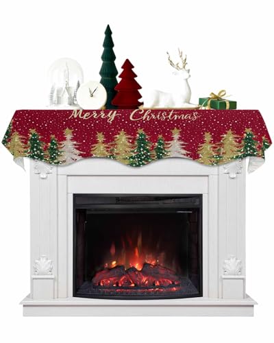 Christmas Mantel Scarf 60 x 17 Inch, Christmas Tree Mantel Decorations...
