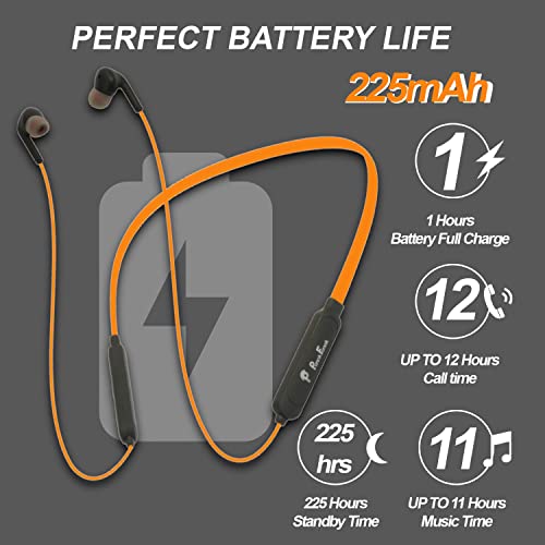 Image of PunnkFunnk PF100 in-Ear Bluetooth Neckband with Up to 12Hrs Playback, Boom Mic & Bluetooth v5.0, Voice Assistant Wireless Earphone (Orange)