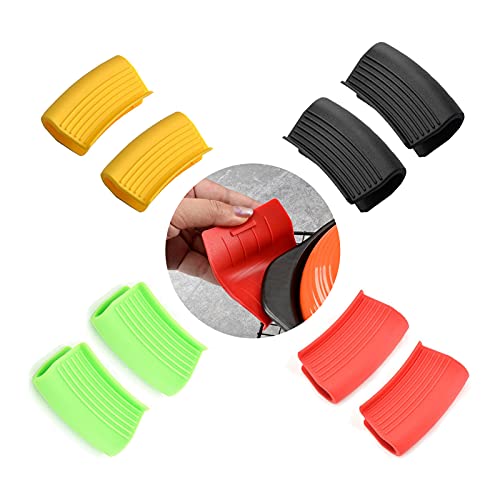 Agarraderas De Silicona De Ayuda para Ollas Calientes Asas De Silicona para Ollas Manoplas Horno Olla Aislante De Silicona Mitt Resistente Al Calor Sartén Caliente Al Calor Aislado(4 Pares) Cover