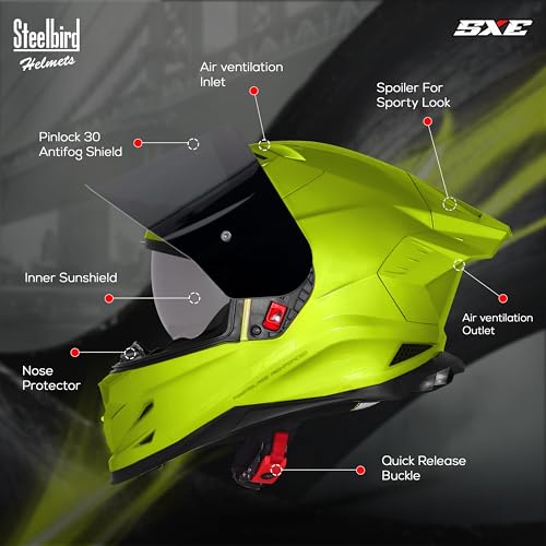 Image of Steelbird SBH 61 SXE Pinlock ISI and Dot Certified Full Face Helmet for Men and with Inner Silver Sunshield